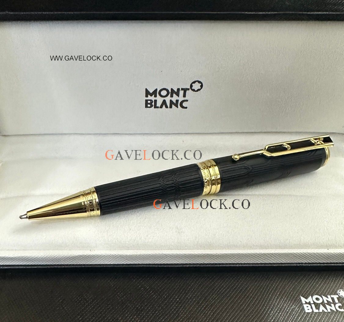 AAA Copy Montblanc Victor Hugo Black Barrel & Gold Clip Ballpoint Pen